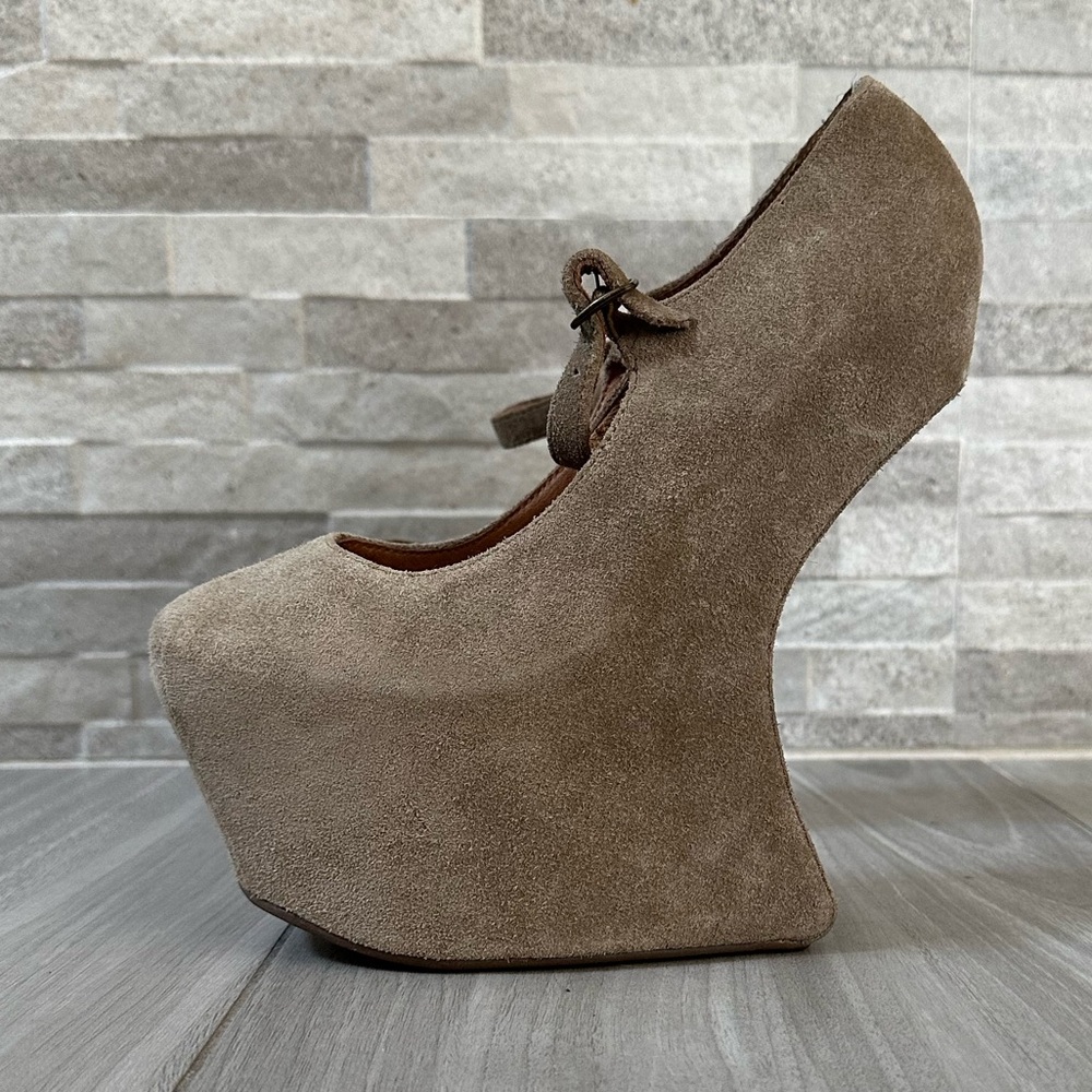 Jeffrey Campbell Nightwalker Platform Shoes- Light Brown Suede- Size 6 - Picture 8 of 12